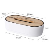 创意升降式木盖纸巾盒家用浮盖楠竹抽纸盒客厅茶几用桌面纸巾盒（椭圆形）