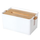 升降式木盖纸巾盒家用浮盖楠竹抽纸盒客厅茶几用桌面纸巾收纳盒(方形)