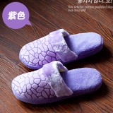 冬季保暖居家防滑水立方棉拖鞋 软底-紫色