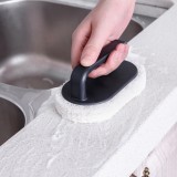 海绵刷带手柄浴室瓷砖刷厨房去污刷子洗锅魔力纤维毛刷清洁刷（百洁布白色底）椭圆款