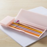 韩国创意文具盒简约清新透明磨砂收纳笔盒男女孩小学生塑料铅笔盒（大号）JY064