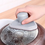 魔力海绵擦厨房带手柄刷洗锅底锅具强力去污除垢清洁刷（金刚擦褐色底）三角款