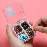 卡通透明便携药盒迷你薬盒分装盒一周旅行随身药片药丸收纳药品盒（P0923G）