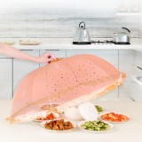 家用饭菜罩子防苍蝇盖餐桌罩剩菜食物饭罩家用防尘遮菜伞可折叠蕾丝边菜罩 （日月星款） 正六边形