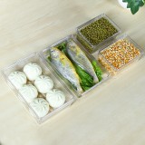 透明塑料长方形保鲜盒密封罐食品收纳盒可叠加冰箱冷藏密封储物盒子（大号）