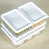 透明塑料长方形保鲜盒密封罐食品收纳盒可叠加冰箱冷藏密封储物盒子（大号）