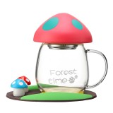 创意潮流玻璃杯超萌彩色可爱蘑菇水杯便携随手杯少女泡茶杯杯子280ML