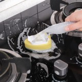 厨房按压式加液刷子去污多功能喷液清洁刷长柄去污刷锅工具熨斗形洗碗刷（替换头 2个装）