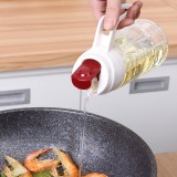 自动翻盖玻璃油壶防漏厨房倒油瓶家用大容量油罐装酱油醋调料瓶（630ml）