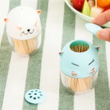 创意可爱卡通猫咪牙签盒子家用客厅餐桌塑料牙签筒随身便携牙签罐