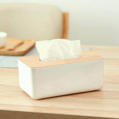 欧式加厚纸巾盒创意餐巾客厅车用带盖抽纸盒木质遥控器收纳盒家用 木盖餐巾纸盒（方形长款）