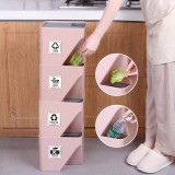 创意可叠加分类垃圾桶带盖厨房垃圾筒卫生间家用干湿塑料桶客厅纸篓 10L（浅色系）