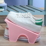 日式简约一体式塑料鞋托家用鞋柜鞋子收纳架双层塑料鞋架(双体-彩色款)