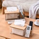 家用多能收纳纸巾盒桌面抽纸盒客厅餐厅茶几遥控器收纳盒简约竹木纸抽盒