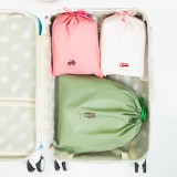 束口袋布艺袋子卡通抽拉绳整理袋文具杂物旅行收纳袋（2大4中2小）8只装