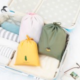 束口袋布艺袋子卡通抽拉绳整理袋文具杂物旅行收纳袋（2大4中2小）8只装