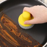 厨房多功能刷锅洗碗神器家用手柄洗过刷钢丝球短柄清洁刷魔力除垢去污擦（带百洁布）