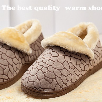 冬季保暖居家棉鞋 全包跟-咖啡色
