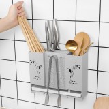 家用壁挂式筷子笼大容量免打孔筷筒沥水置物架加厚厨房餐具汤勺收纳盒