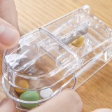 药盒创意随身分药盒切药器便携迷你药品收纳盒子分药器药片分割盒（全透明）