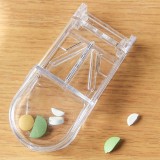 药盒创意随身分药盒切药器便携迷你药品收纳盒子分药器药片分割盒（全透明）
