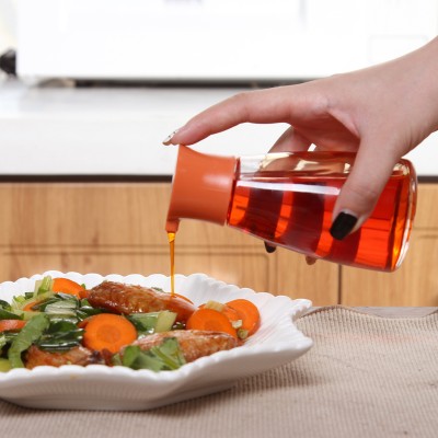 油壶控量油罐酱油瓶透明醋瓶防漏防尘厨房调味料瓶子家用玻璃油瓶 200ml