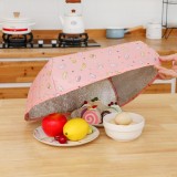家用可折叠加厚餐桌罩厨房防苍蝇食物罩桌盖冬季保温饭菜罩（财神猫）方形