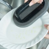 纳米海绵厨房清洁除垢双面加厚洗锅底黑垢魔力擦长圆塑料毛柄海绵金刚砂