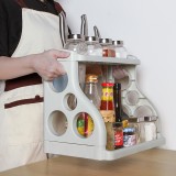 家用油盐酱醋调味品调料架厨具收纳架刀架桌面简约厨房双层置物架（侧边4孔）