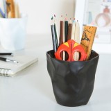 简约个性办公创意时尚多功能收纳桶桌面垃圾桶褶皱笔筒客厅小笔筒