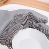 加厚硅胶清洁手套女家用魔术洗碗洗锅刷厨房耐用性防烫防水护手刷RH390(笑脸款）