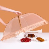 家用饭菜罩子防苍蝇盖餐桌罩剩菜食物饭罩家用防尘遮菜伞可折叠蕾丝边菜罩（918）方形