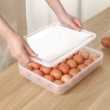 可叠加带盖食品收纳盒厨房冰箱保鲜盒家用塑料托盘整理平底平盖防震鸡蛋盒 24格