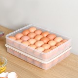 可叠加带盖食品收纳盒厨房冰箱保鲜盒家用塑料托盘整理平底平盖防震鸡蛋盒 24格