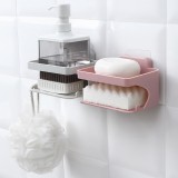 双层肥皂架浴室无痕粘胶肥皂沥水架壁挂式香皂盒洗浴双层一体肥皂架含贴片免打孔置物架