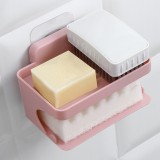 双层肥皂架浴室无痕粘胶肥皂沥水架壁挂式香皂盒洗浴双层一体肥皂架含贴片免打孔置物架