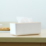 欧式加厚纸巾盒带盖抽纸盒木质遥控器收纳盒 方形带手机槽纸巾盒