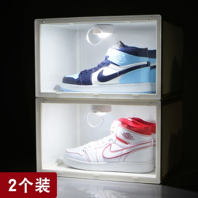 鞋子收纳盒家用球鞋鞋子收纳鞋柜抽屉式收纳神器透明塑料鞋盒（白色款）两个装