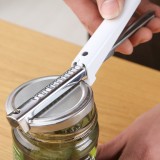 开罐器省力拧盖工具可调节卡扣玻璃罐头白色手柄不锈钢开盖拧瓶盖器旋盖器