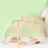 家用饭菜罩子防苍蝇盖餐桌罩剩菜食物饭罩家用防尘遮菜伞可折叠蕾丝边菜罩（918）圆形大号20寸