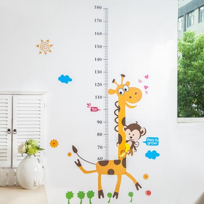 儿童房壁纸宝宝装饰墙纸卡通贴画墙贴自粘卧室测量身高贴纸可移除