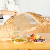 厨房可折叠纱网餐桌罩防苍蝇盖菜罩 家用单骨圆形饭罩遮菜伞饭菜食物罩(小号16寸)