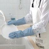 居家防水洗碗保暖手套胶皮手套家用厨房洗衣耐用胶宽口加绒家务手套N-777（S）