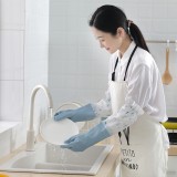 居家防水洗碗手套加绒保暖胶皮手套家用厨房洗衣耐用花边束口家务胶手套N-999（L）