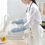 居家防水洗碗保暖手套胶皮手套家用厨房洗衣耐用胶宽口加绒家务手套N-777（M）