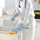 居家防水洗碗保暖手套胶皮手套家用厨房洗衣耐用胶宽口加绒家务手套N-777（L）