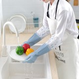 居家防水洗碗保暖手套胶皮手套家用厨房洗衣耐用胶宽口加绒家务手套N-777（L）