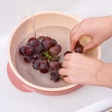 双层果蔬沥水篮客厅双色加厚洗水果洗菜盆厨房创意淘菜筐收纳篮
