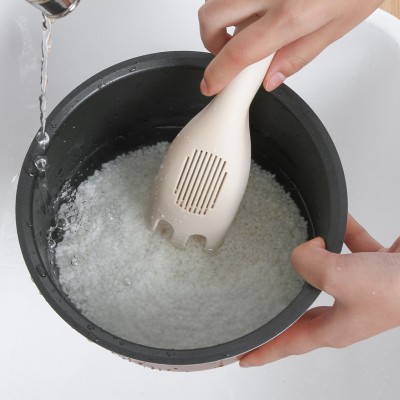 条状沥水多功能淘米器尾部带孔厨房淘米勺洗米筛家用洗米小工具淘米挡米粒沥水器