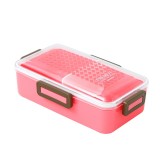 分格式饭盒带盖保温密封学生便当快餐盒带饭盒自带勺筷卡扣保鲜盒（大号）JS-8372